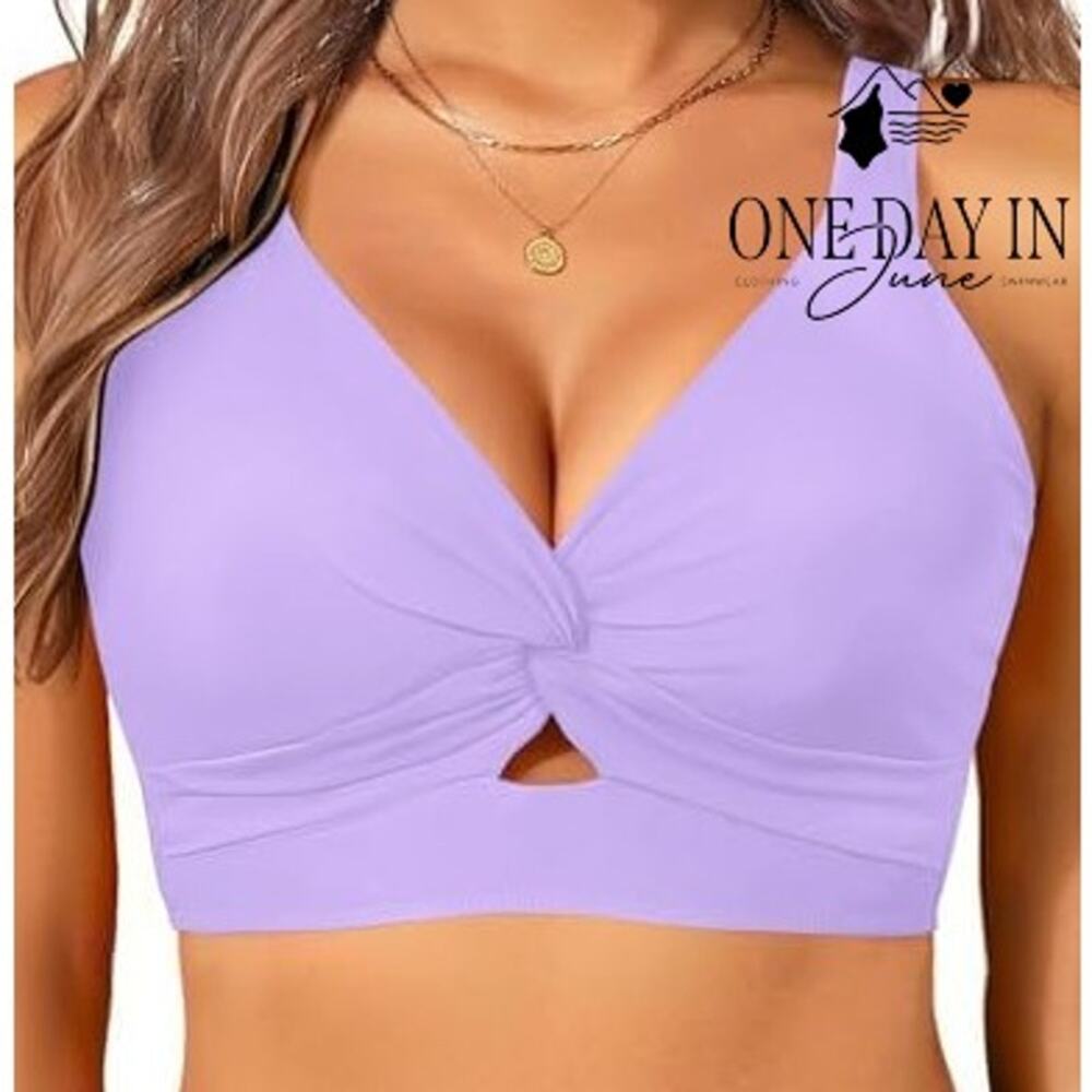 Yonique Twist Front Adjustable Strap Bikini Top Size M